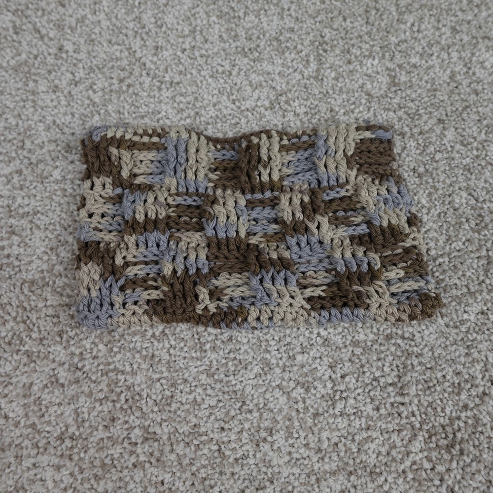 Handmade Crochet Reusable Mop Cover Brown Tan Blue Basketweave Swiffer Pad - Picture 3 of 5
